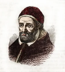 Representação do Papa Clemente VIII (Clemente ou Clemens) (1592-1605) Desenho de "Misteri del Vaticano" de Franco Mistrali