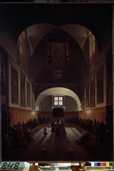 Interior do Coro na Igreja Santa Maria della Concezione dei Cappuccini na Piazza Barberini em Roma Pintura de François Marius