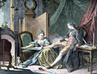La Courtesan amoureuse: Mulher a remover o fundo de um homem - gravação por ap. Açougueiro