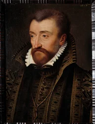 Retrato de Antoine de Bourbon, Duque de Vendome (1518-1562), pai do rei Henrique IV Pintura da escola de François Clouet (1515-1572) 1560 Sol. 0,31x0,23 m Pau, musee du chateau - Retrato de Antoine de Bourbon, Duque de Vendome (1518-1562), pai de