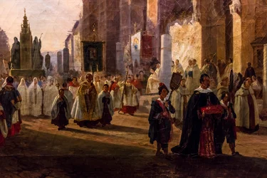 Procissão de Corpus Christi em frente à Catedral de Sevilha