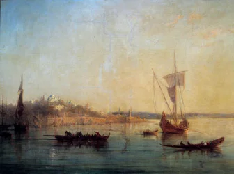 Vista de Constantinopla da Entrada da Pintura do Bósforo por François Pierre Barry (1813-1905) 1869 Sol. 0,64x1 m Marseille, Musee des Beaux Arts
