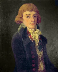 Retrato presumido de Louis Antoine de Saint Just (Saint-Just), Convencional (1767-1794) Pintura de François Bonneville (ativo por volta de 1787) 1791. Dim. 0,63 X 0,53 m. Paris, Musee Carnavalet