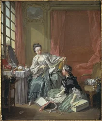 La modiste - The Milliner, de Boucher, François (1703-1770). Óleo sobre tela