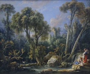 Lavadeiras numa paisagem