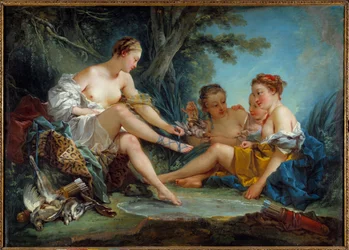 Le retour de la chasse de Diane Painting de François Boucher (1703-1770) 1745 Sun. 0,94x1,31 m Paris. Musee Cognacq Jay - O regresso da caça de Diane. Pintura de François Boucher (1703-1770) 1745. 0,94 x 1,31 m. Museu Cognacq Jay, Paris