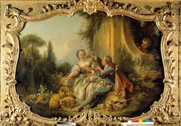 Pastor Gallant Scene Bucólico. Pintura de François Boucher (1703-1770). 1737-1738. Paris, Arquivo Nacional