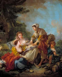 O cartomante. Pintura de François Boucher (1703-1770) Século XVIII.