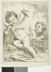 Dois Putti com um pássaro
