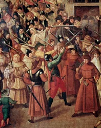 Guerras Francesas de Religião: procissão armada da Liga Católica da França nas ruas de Paris