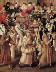Guerras Francesas de Religião: procissão armada da Liga Católica da França nas ruas de Paris
