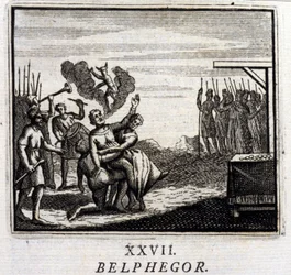 Belphegor. Fábulas de Jean de La Fontaine (1621-95). Ilustração de François Chauveau (1613-1676). Edição de 1728.