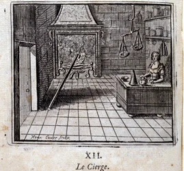 A vela. Fábulas de Jean de La Fontaine (1621-95). Ilustração de François Chauveau (1613-1676). Edição de 1728.