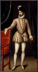 Retrato no pé de Carlos IX (1550 - 1574) rei da França. Pintura de François Clouet (1515-1572)