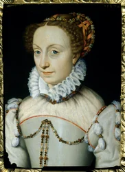 Retrato de Joana de Albret (ou Joana III de Albret), Rainha de Navarra (1528-1572). Pintura de François Clouet (1515-1572)