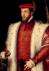 Retrato de Odet de Coligny (1517-1571) Cardeal de Chatillon Pintura de François Clouet (1515-1572) Sol do século XVI. 0,94x0,73 m Chantilly, Musee Conde