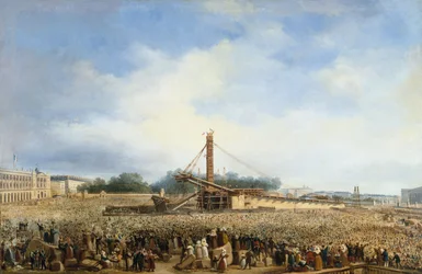 Montagem do obelisco de Louqsor na Praça da Concórdia, 25 de outubro