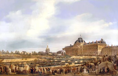 Louis Philippe dando bandeiras à guarda nacional em Paris em 29 de Agosto