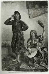 Dançarino e músicos da Mesopotâmia, em Saint Jean d