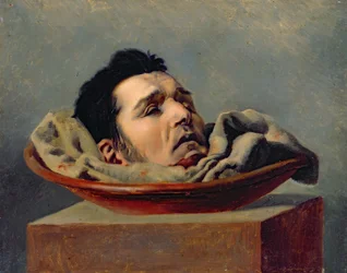 Cabeça guilhotinada de um parricida executado em Puy em 1825