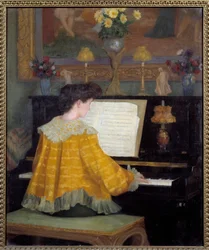 Rapariga ao Piano Pintura de François Gauzi (1862-1933) 1904 Toulouse, musee des Augustins - Jovem ao piano. Pintura de François Gauzi (1862-1933)