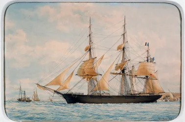 New York Ocean Herald clipper, de François Roux (1811-1882), aguarela
