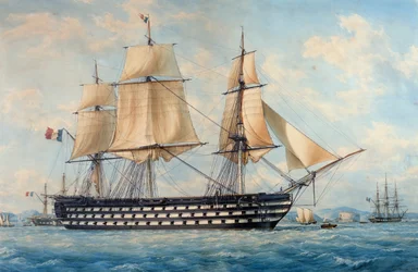 A embarcação Montebello, de François Roux (1811-1882), aguarela, França