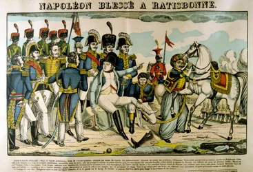 Napoleão ferido em Ratisbona, abril de 1809, c1835