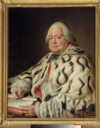 Retrato de François Camille de Lorraine, Cavaleiro de Malta (1726-1788) Abbe de Saint Victor de Marselha, Grão-Deão do Capítulo da Catedral de Estrasburgo Pintura de François Hubert Drouais (1727-1775) Século XVIII. Dim. 0,79 x 0,64 m. Versalhes,