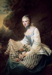 Retrato de Louise Elisabeth de Maille Karman, Marquise de Soran Pintura de François Hubert Drouais (1727-1775) 1757 Sol. 1,3x0,97 m