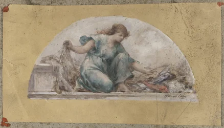 Esboço para a sala de jantar do Hôtel de Ville de Paris, La Pêche