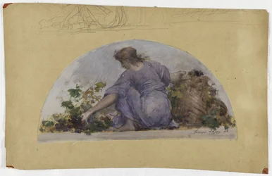 Esboço para a sala de jantar do Hôtel de Ville de Paris, La Vendange, ca. 1893 (óleo sobre papel)
