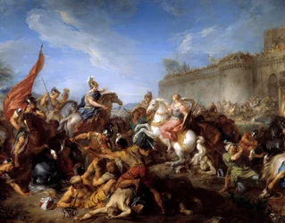 Tancredo entrega armas a Clorinda, ilustração para o poema «Jerusalém Libertada» (La Gerusalemme liberata) de Torquato Tasso, dito Le Muche