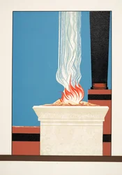 Tocha Flamejante de Prometheus Acorrentado por Aeschylus, pub. 1941 (estêncil)