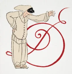Letra D, da Comedy Fellowships, pub. 1922 (estêncil)