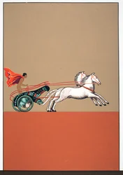 Homem, e, chariot, ilustração, de, prometheus, acorrentado, por, Aeschylus, bar. 1941 (estêncil)