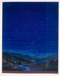 Paisagem noturna, ilustração de &39;Kim&39; de Rudyard Kipling, 1930