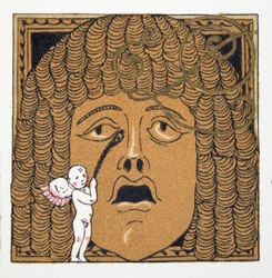 Nariz sendo agradado por Cupido, de Personages de Comedie, pub. 1922 (impressão pochoir)