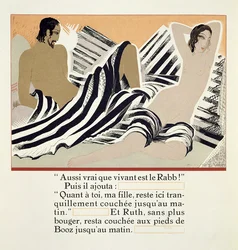 Ruth descansando aos pés de Boaz, de &39;Ruth et Booz&39;, traduzido por JC Mardrus, publicado em 1930