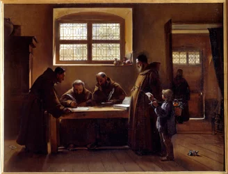 Capuchinhos redigindo uma escrita Quadro de François Marius Granet