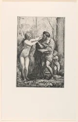 Artista e uma ninfa, de Twelve Etchings por Chifflart