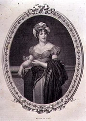 Retrato de Madame de Stael (1766-1817) gravado por John Quartley (gravura)