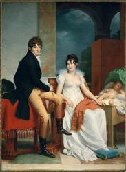 O Conde Moritz Christian Fries e a Condessa Maria Theresia Fries com o seu filho Moritz, nascido em 1804 (óleo sobre tela)