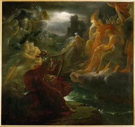 Ossian evoca os fantasmas nas margens do Lora (pintura sobre tela)
