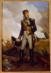 Retrato no pé de Jean Lannes, Duque de Montebello (1769-1809) marechal de Pintura Imperial de François Gerard (1770-1837) Sol do século XIX. 0,3x0,22 m