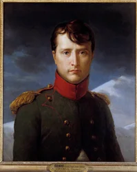 Retrato de Napoleão Bonaparte (1769-1821) pt Premier Consul Pintura de François Gerard (1770-1837) 1803 Sol. 0,62x0,53 m Chantilly, musee Conde - Retrato de Napoleão Bonaparte (1769-1821) como Primeiro Cônsul - Pintura de François Gerard (1770-1837), óleo 