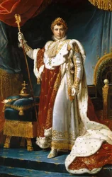 Retrato do imperador Napoleão I Bonaparte 1769-1821 com os seus trajes de coroação