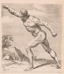 A Nude Fighting Man, vista lateral, virada para a esquerda [placa 27]