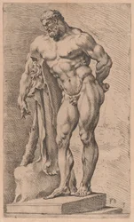 O Hércules Farnese, vista de três quartos virada para a esquerda [placa 3]