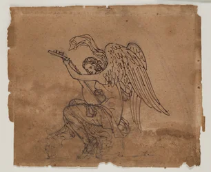 Figura alegórica com alaúde, c.1825 (tinta e giz sobre papel)